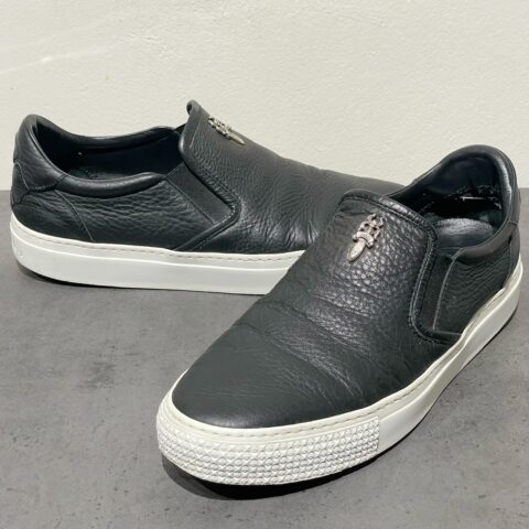 クロムハーツ　Chrome Hearts　CHプラスレザーパッチ　タガー付　レザースリッポン　靴