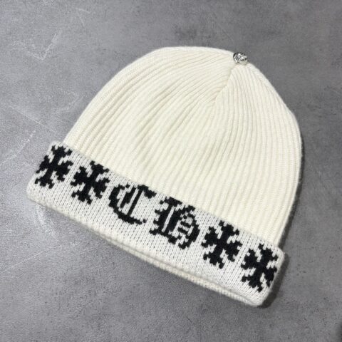 クロムハーツ Chrome Hearts　BIG DADDY　CASHMERE　BEANIE WHITE　ビーニー　小物