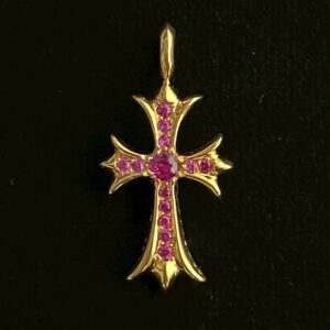 クロムハーツ Chrome Hearts　タイニーファットクロス　ピンクサファイア　22K　アクセサリー