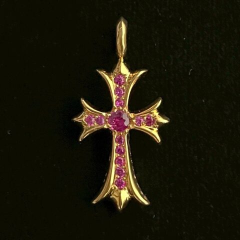 クロムハーツ Chrome Hearts　タイニーファットクロス　ピンクサファイア　22K　アクセサリー