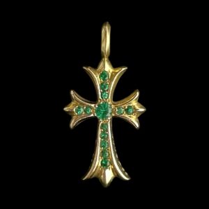 クロムハーツ Chrome Hearts　タイニーファットクロス　エメラルド　22K　アクセサリー