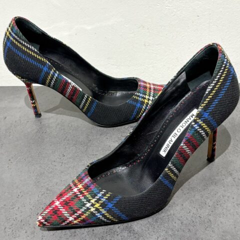 マノロブラニク　MANOLO BLAHNIK　チェック　ヒール　靴・サンダル